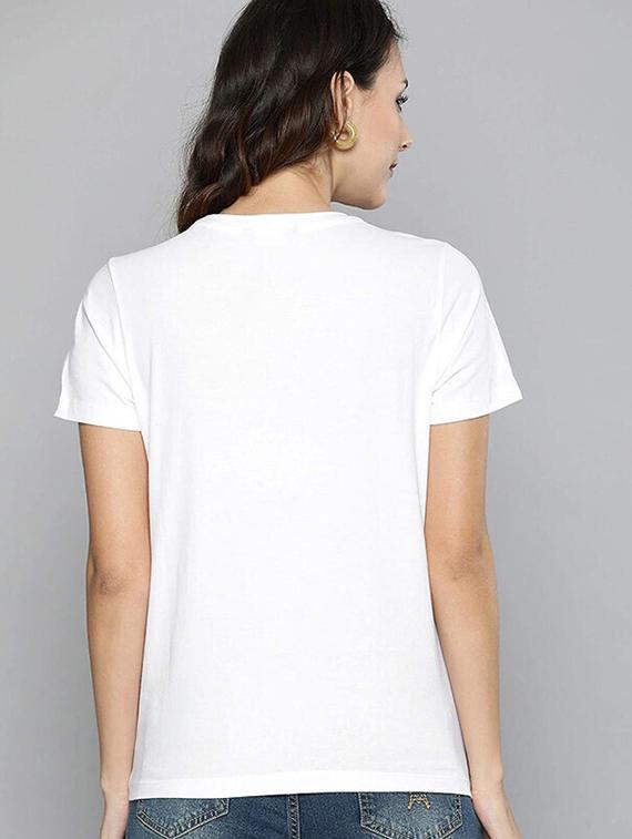women white cotton blend chest print t-shirt - 21518113 - Standard Image - 2