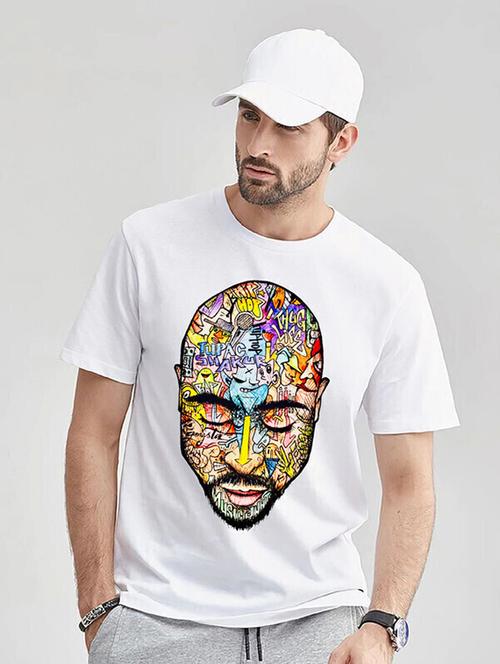 men white front printed t-shirt - 21518132 -  Standard Image - 0