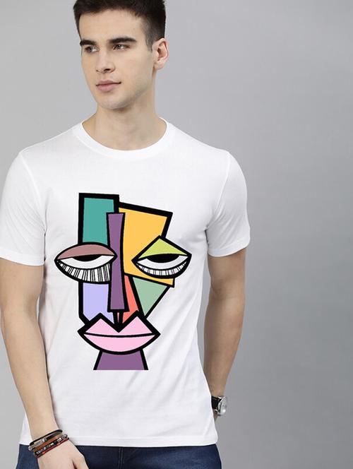 men white front printed t-shirt - 21518137 -  Standard Image - 0