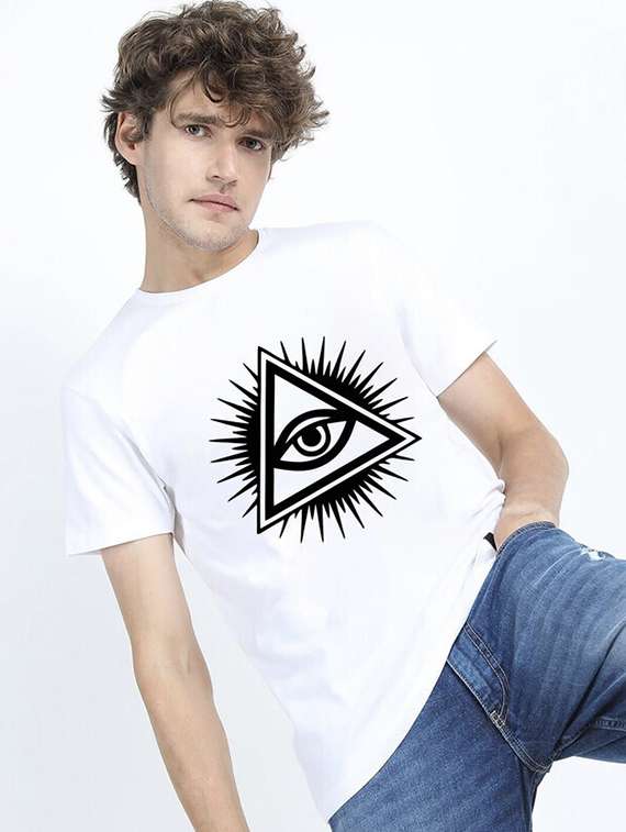 men white front printed t-shirt - 21518195 -  Standard Image - 2