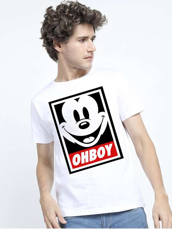 men white front printed t-shirt - 21518229 -  Standard Image - 2