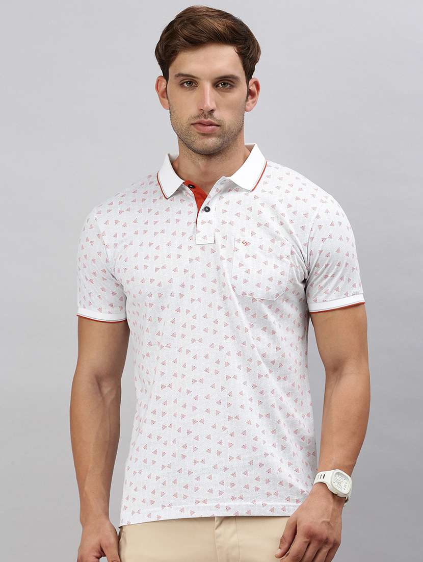 men polo neck all over print t-shirt