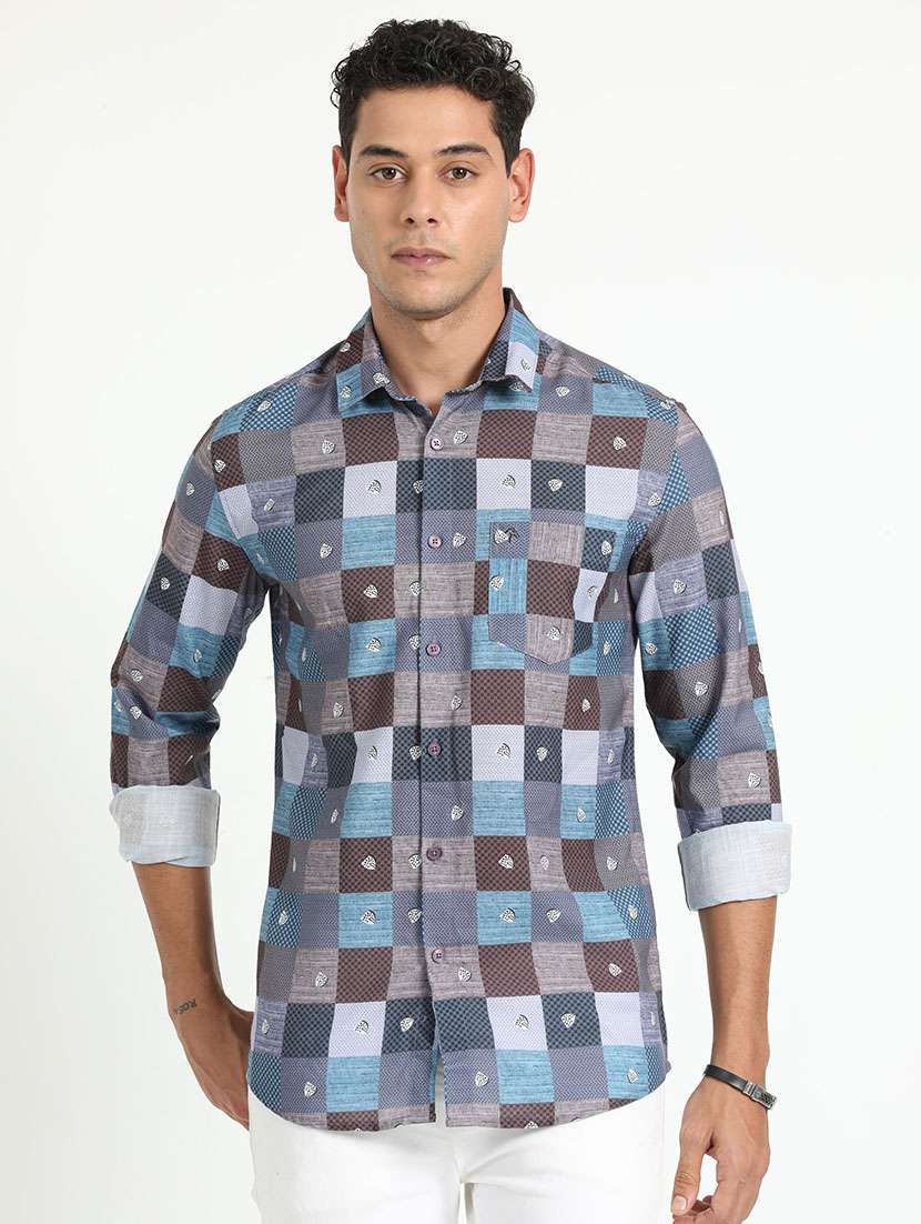 men multi colored cotton casual shirt
