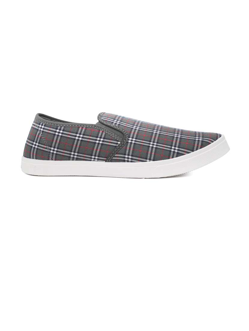 men grey check slip on shoes - 21518521 -  Standard Image - 2