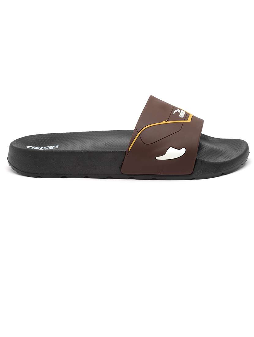 men brown open toe slider - 21518759 -  Standard Image - 2