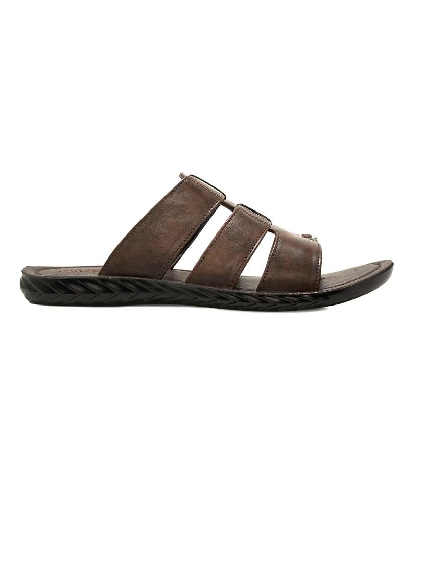 men brown slip on slippers - 21518828 -  Standard Image - 2