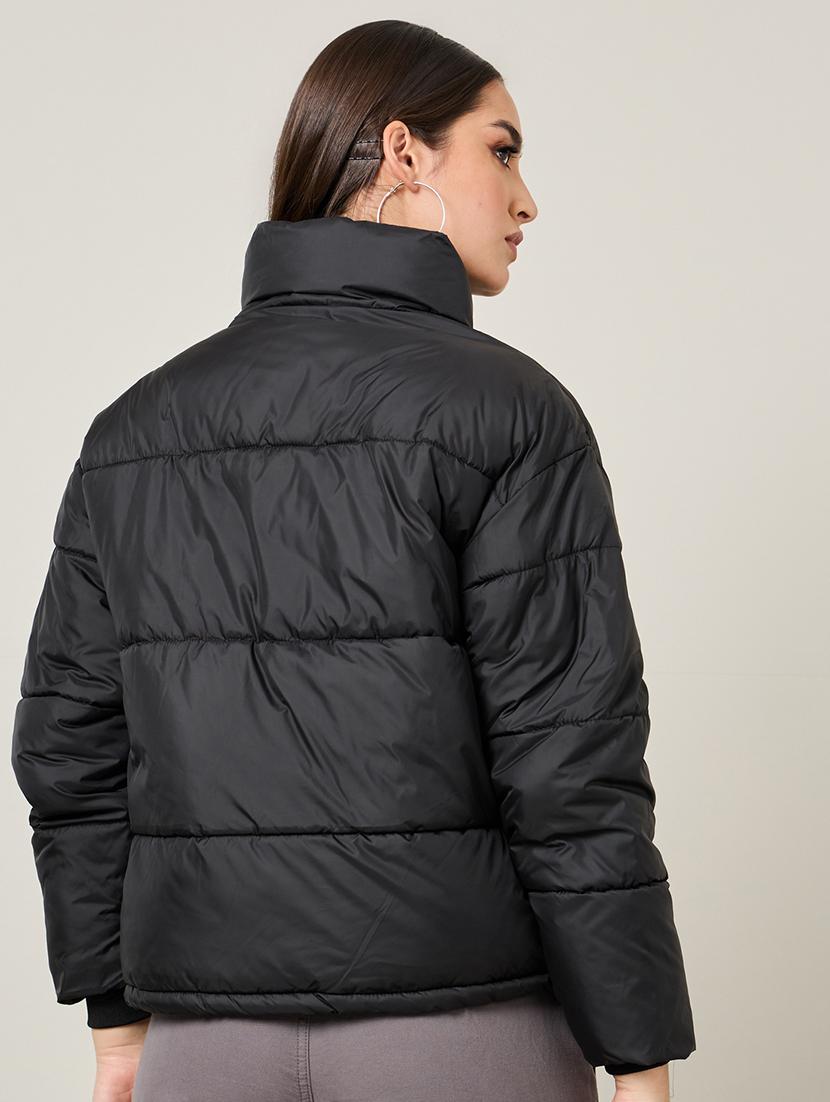 women black solid regular jacket - 21518874 - Standard Image - 2