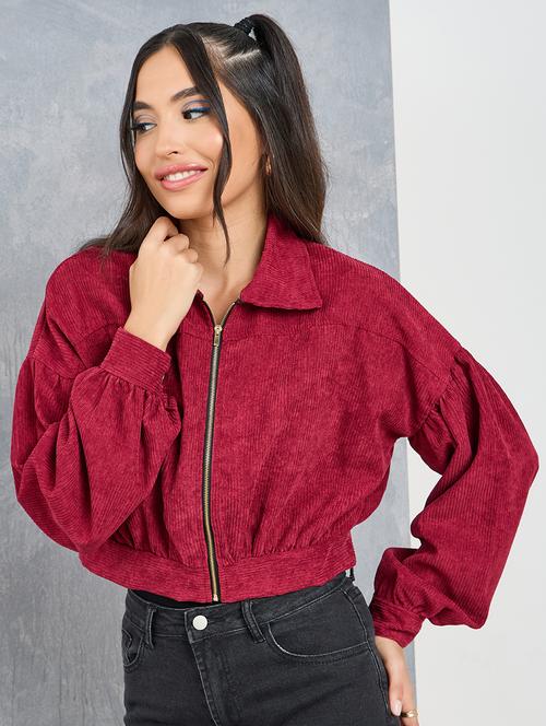 women red solid regular jacket - 21518877 - Standard Image - 0