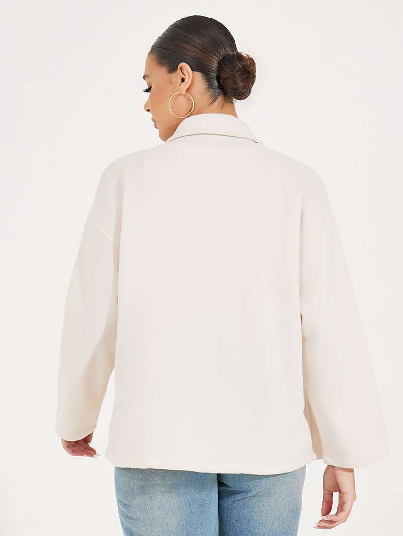 women beige solid regular shacket - 21518883 -  Standard Image - 2