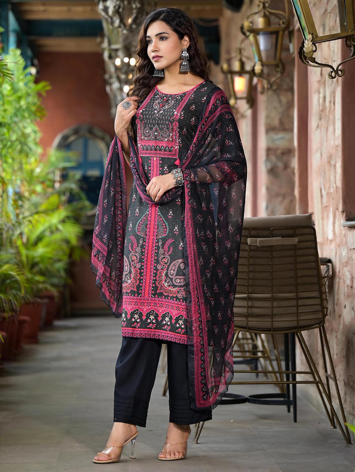 women three quarter sleeve kurta palazzo with dupatta set - 21518975 - Standard Image - 2