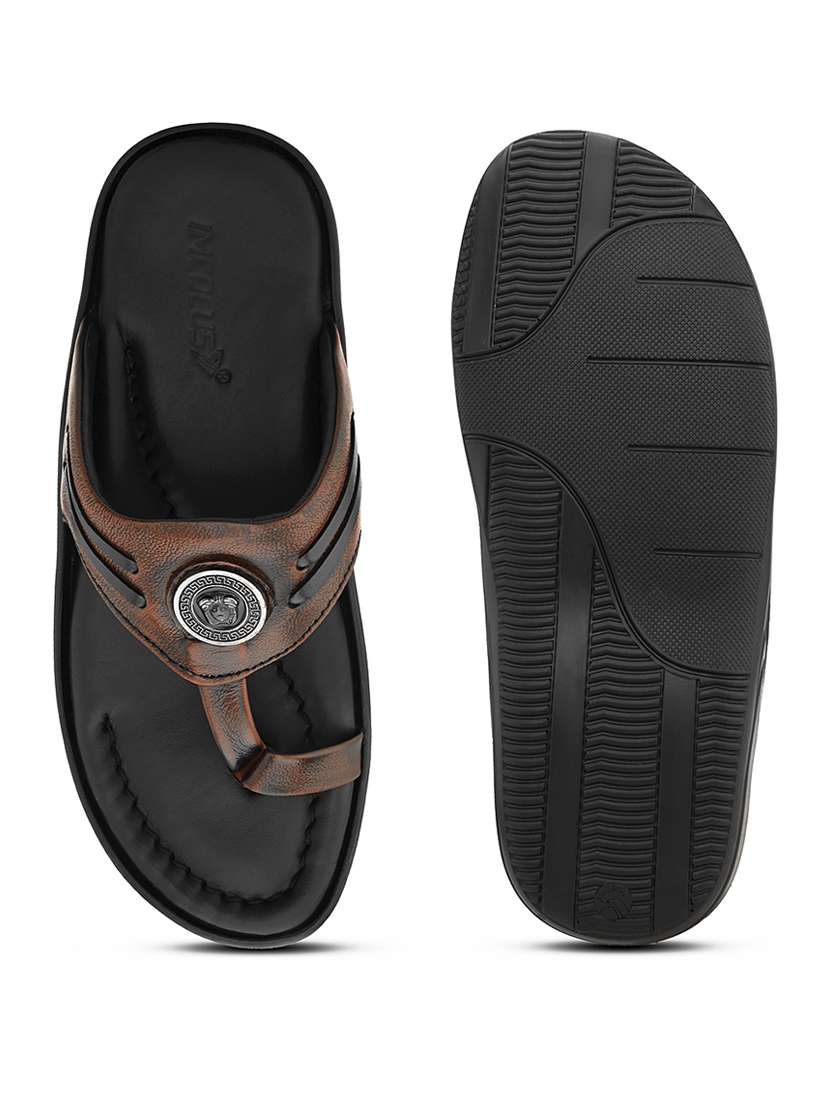 men tan slip on sandal - 21519069 -  Standard Image - 2