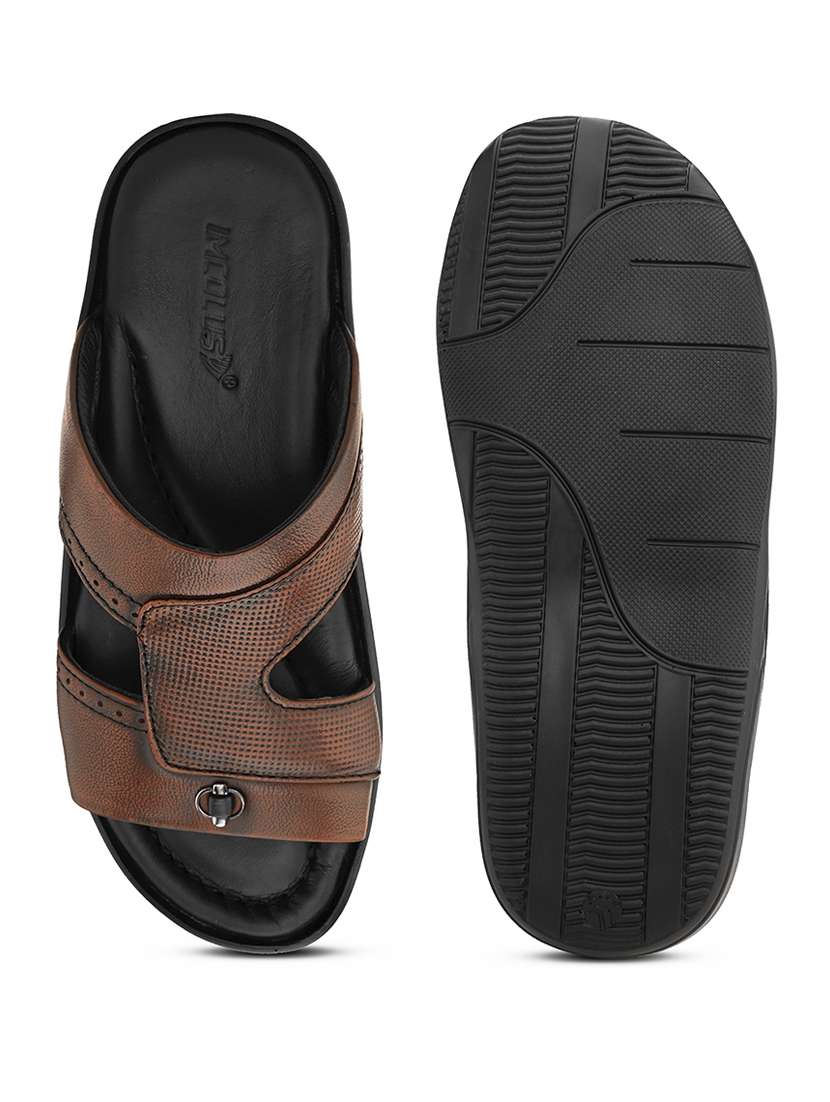 men tan slip on sandal - 21519076 -  Standard Image - 2