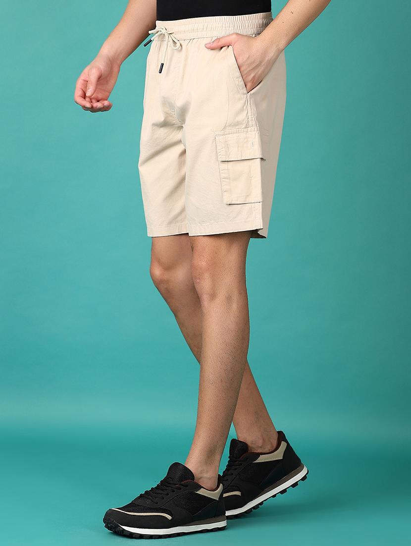 men mid rise solid cargo shorts - 21519217 - Standard Image - 2