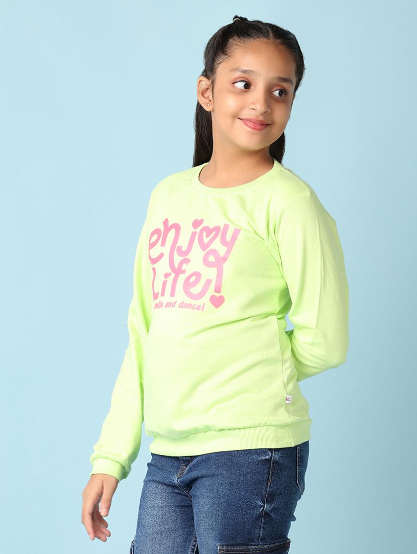 girls front printed round neck sweatshirt - 21519230 - Standard Image - 2