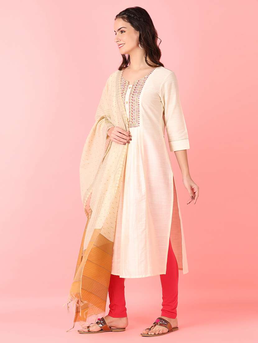 women cream self design dupatta - 21519231 -  Standard Image - 2