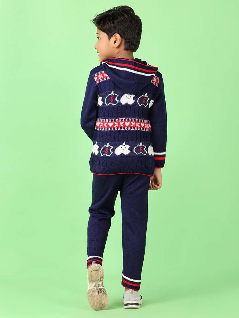 boys self design winter wear sweater & bottom set - 21519262 -  Standard Image - 2