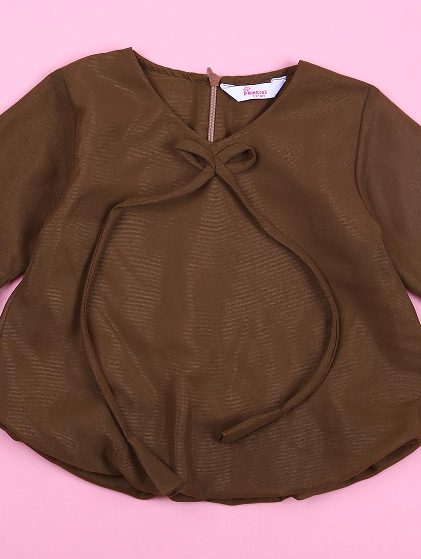 girls solid round neck skirt top - 21519273 - Standard Image - 2