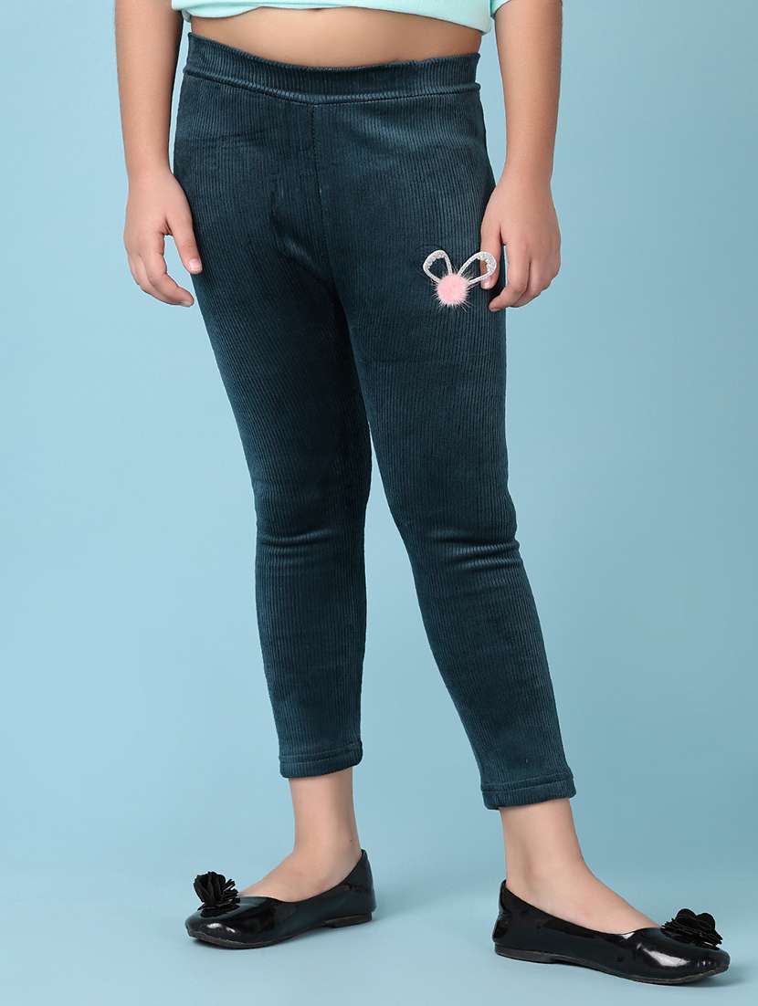 girls blue solid legging - 21519298 -  Standard Image - 2