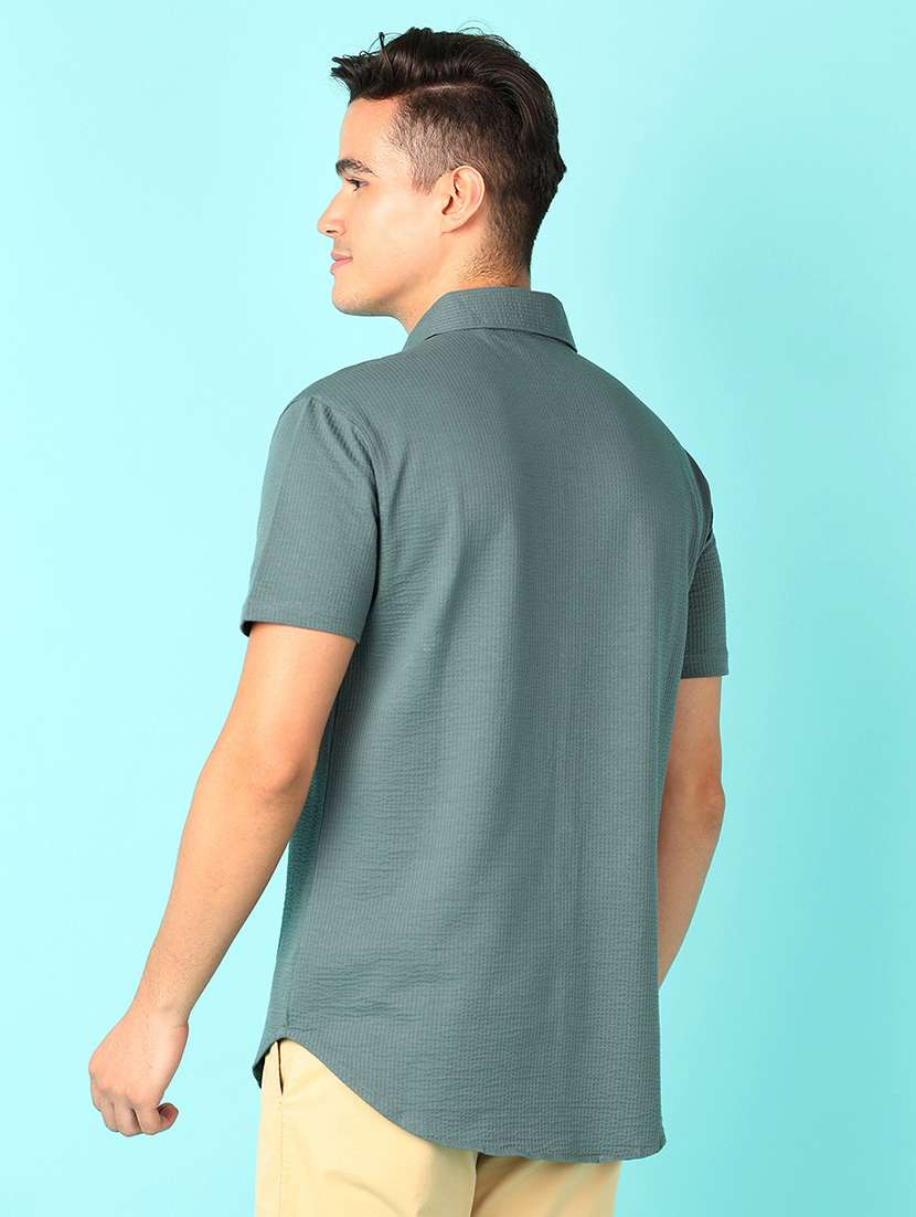 men short sleeves plain casual shirt - 21519366 -  Standard Image - 2