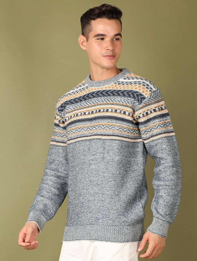 men round neck self design pullover - 21519379 -  Standard Image - 2