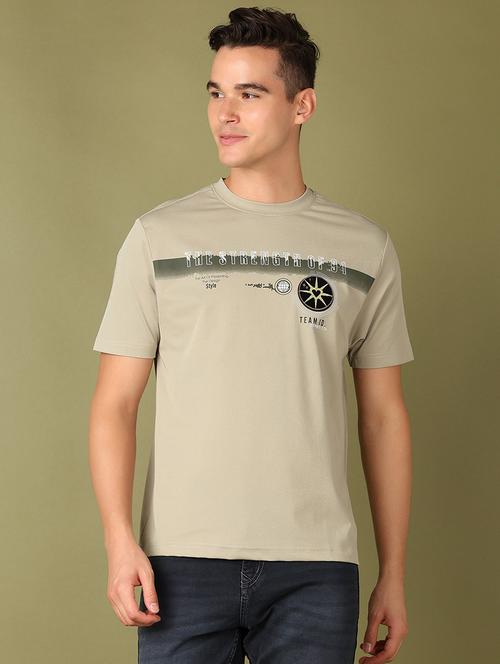 men round neck chest print t-shirt - 21519400 -  Standard Image - 0