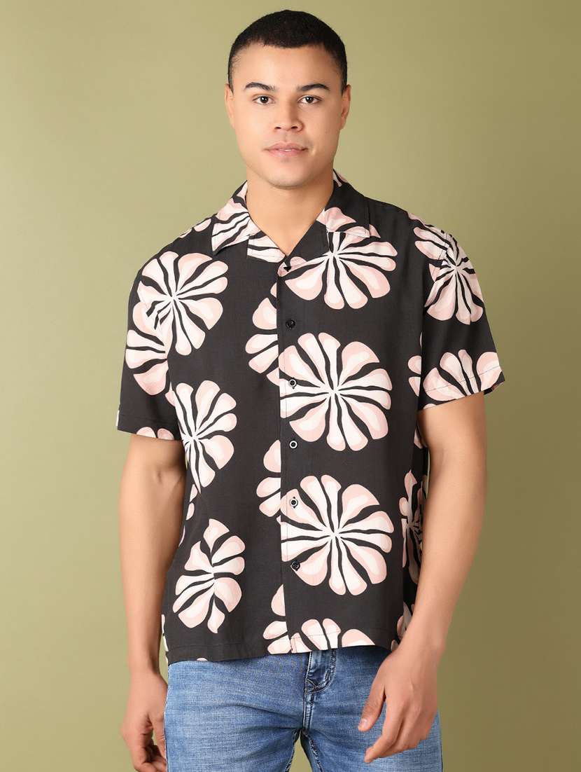 men floral short sleeve casual shirt
