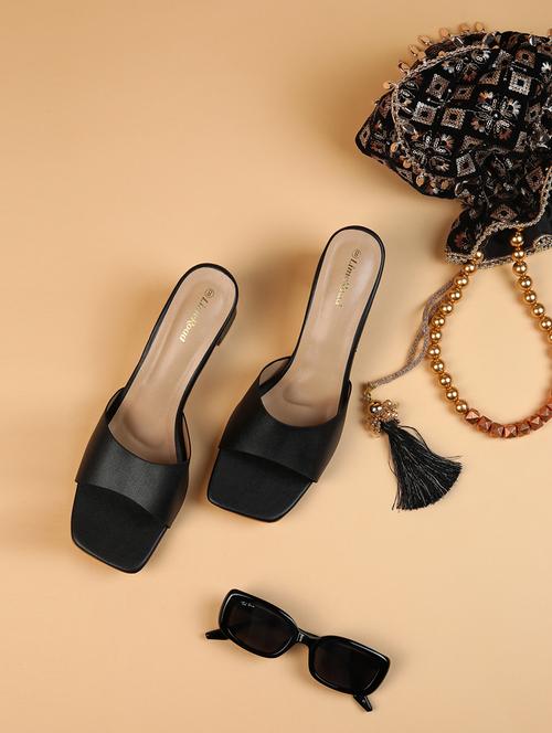 women black textured block heel sandals - 21519437 -  Standard Image - 0