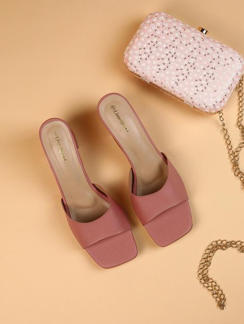 women mauve textured block heel sandals - 21519438 -  Standard Image - 0