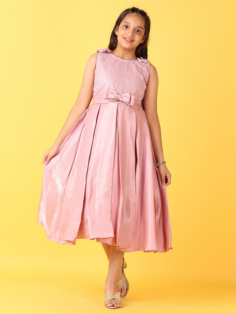 girls pink embroidered sleeveless frock - 21519440 - Standard Image - 2