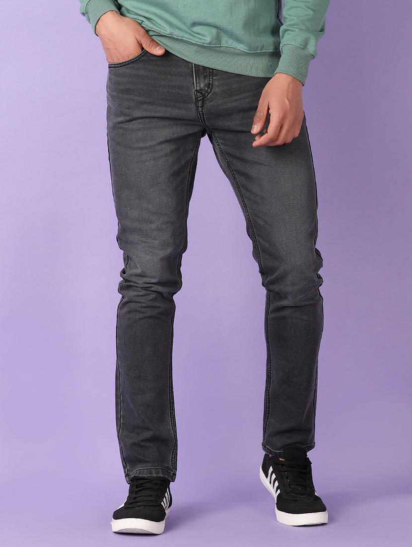 men solid mid rise slim fit jean