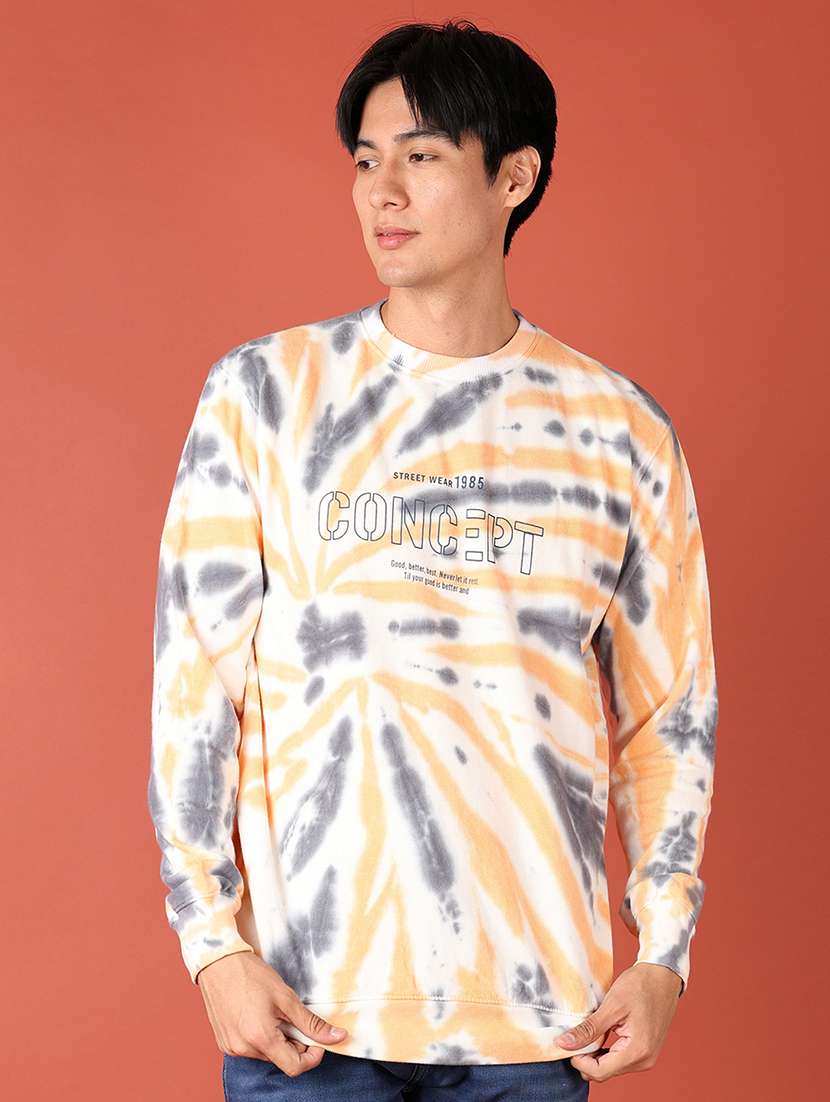 men tie & dye printed long sleeve sweatshirt