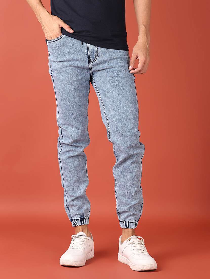 men mid rise solid jogger