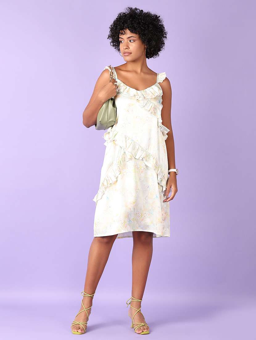 women printed shoulder strap sheath dress