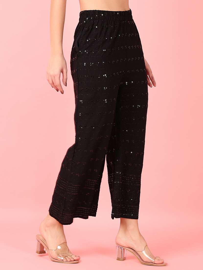 women black embroidered palazzo - 21519746 -  Standard Image - 2