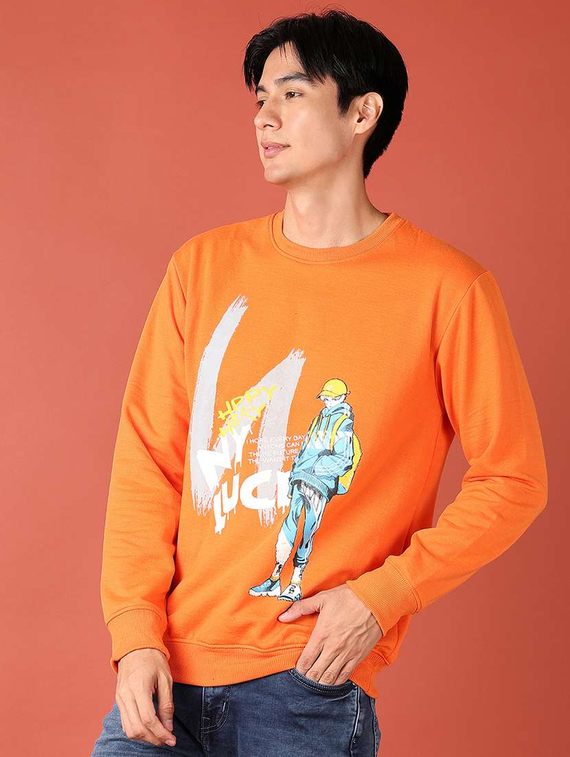 men front print round neck sweatshirt - 21519752 -  Standard Image - 2