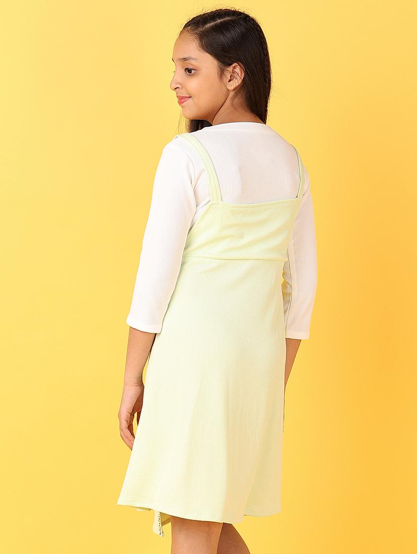 girls solid round neck a-line dress - 21519770 - Standard Image - 2