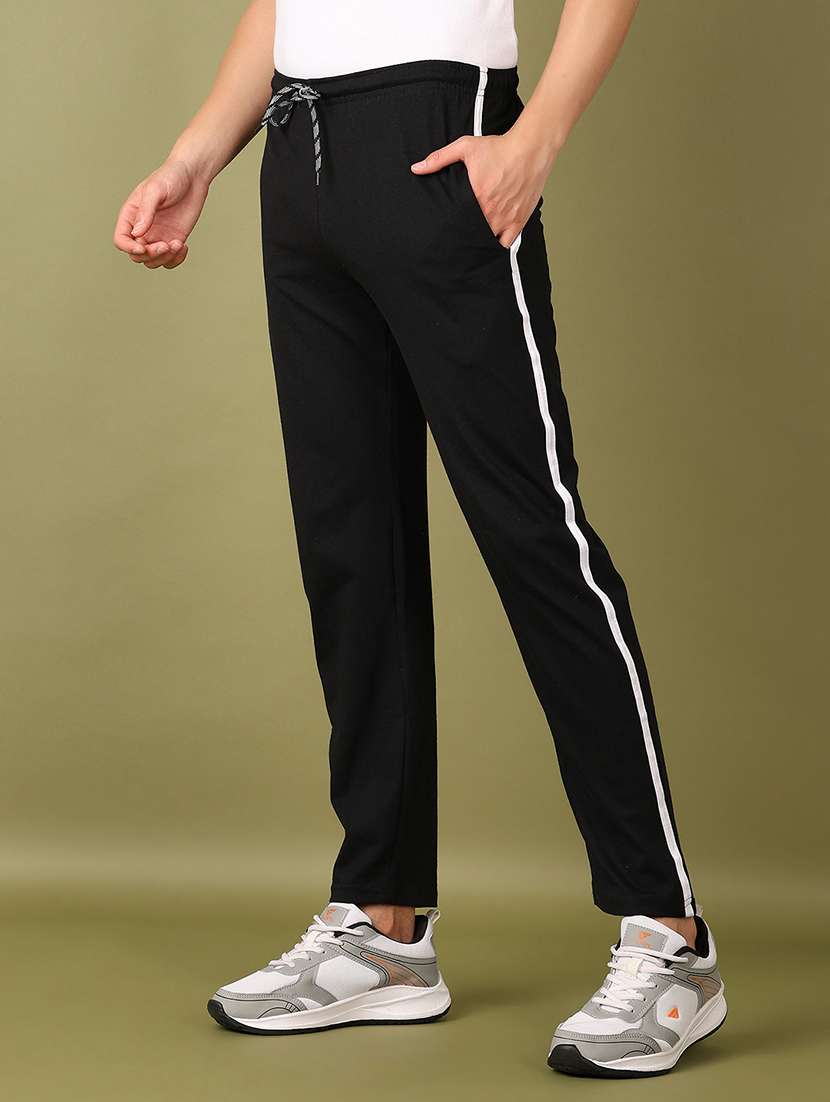 men mid rise side taped full length track pant - 21519773 -  Standard Image - 2