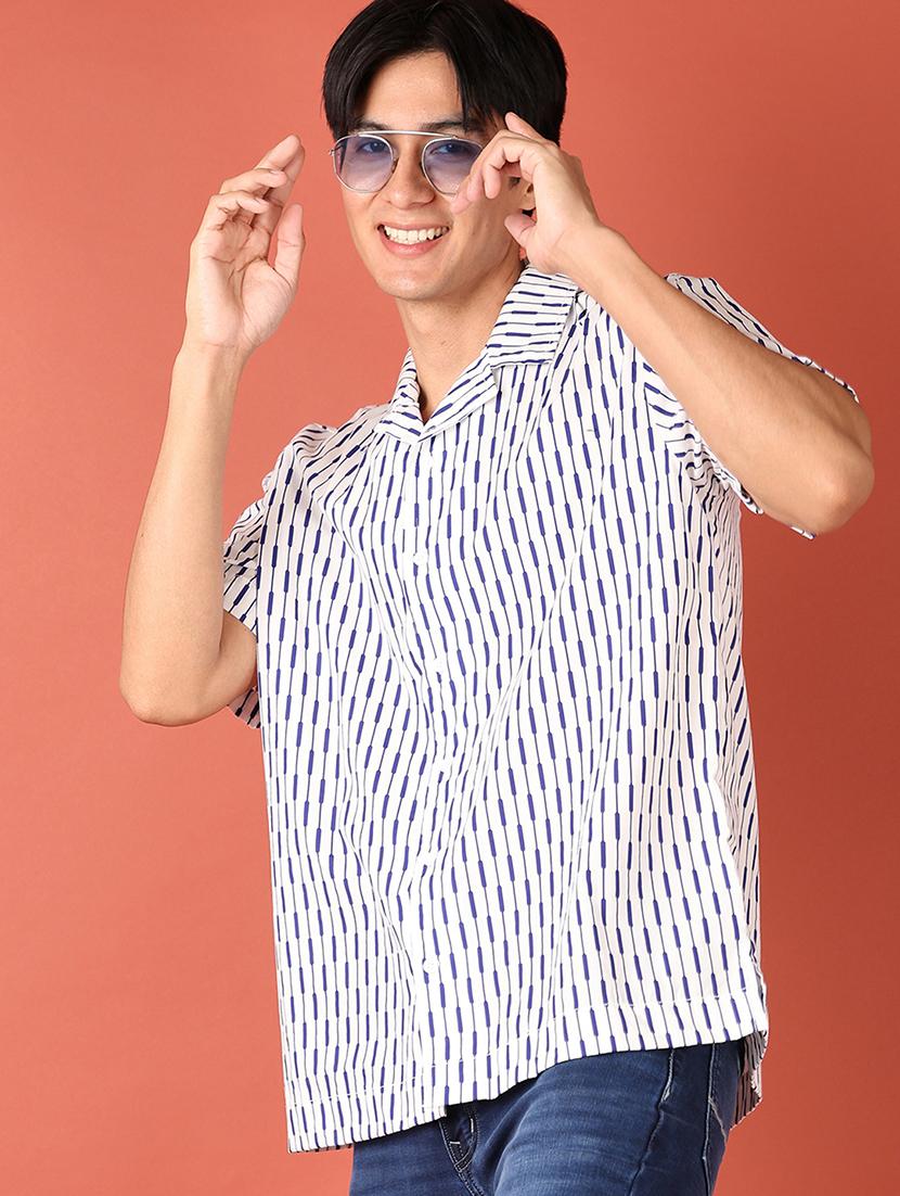 men stripes short sleeves casual shirt - 21519809 - Standard Image - 2
