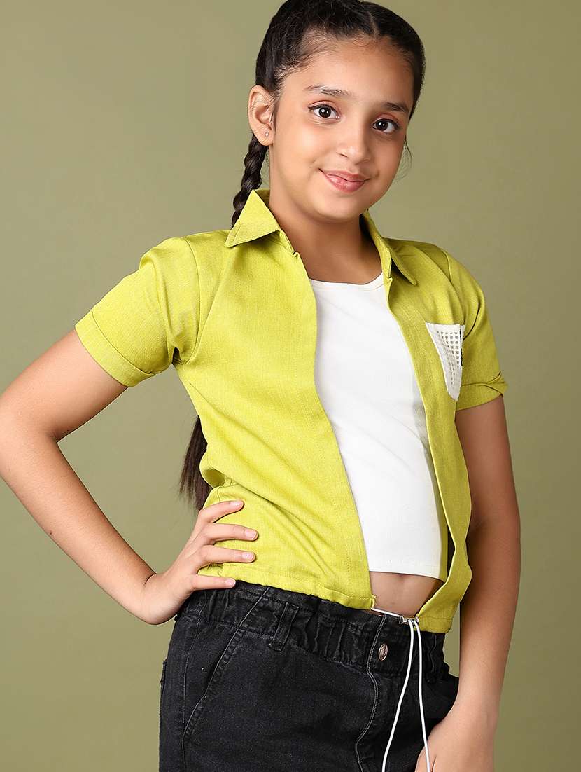 girls green solid short sleeve top - 21519822 -  Standard Image - 2