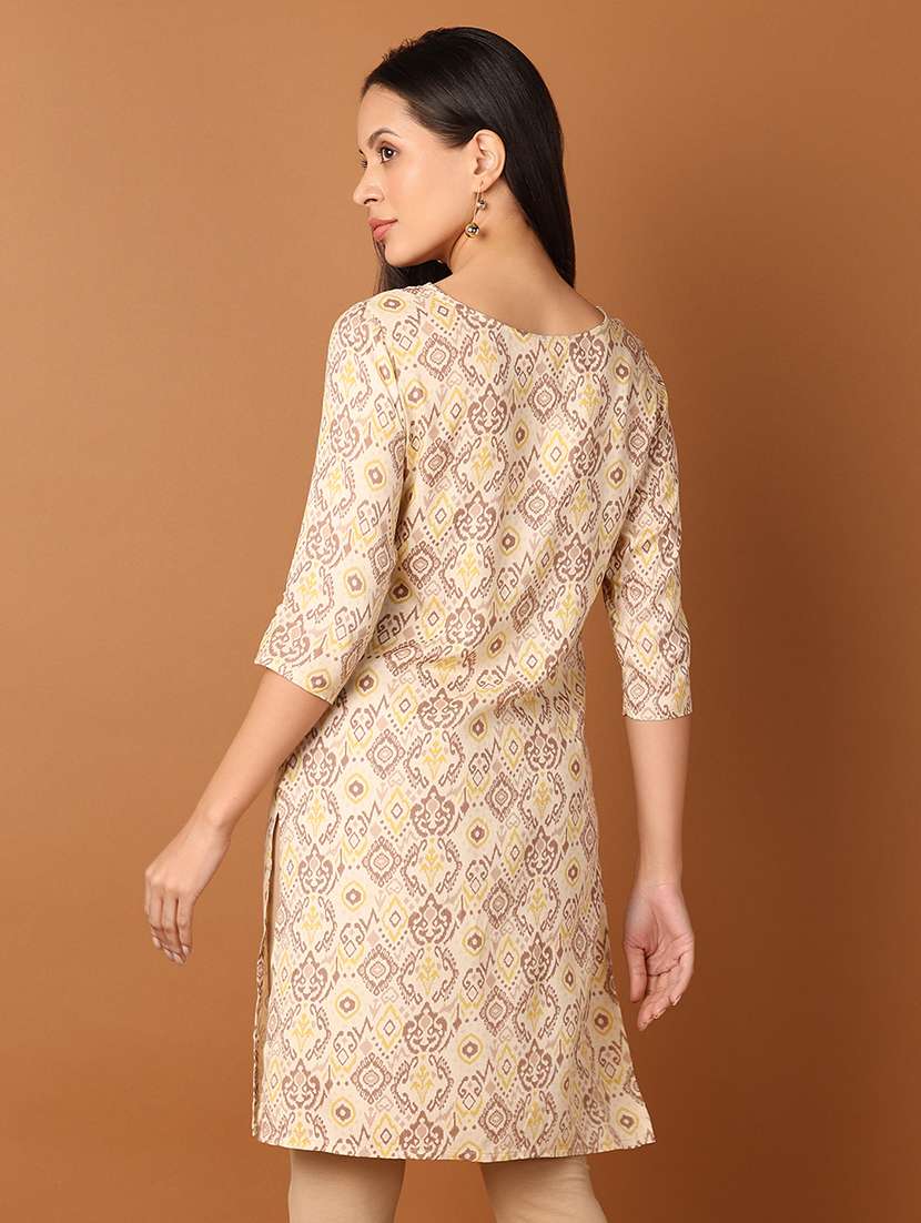 women three quarter sleeve straight kurta - 21519880 -  Standard Image - 2