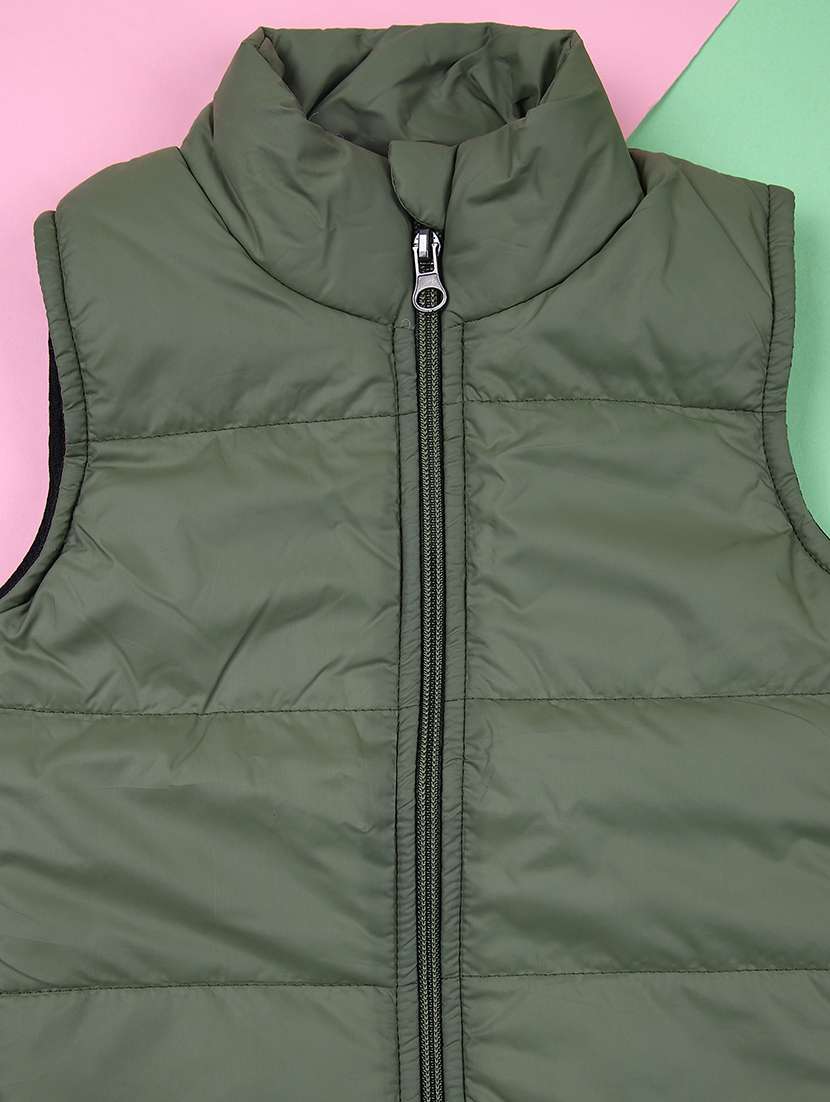 boys green solid sleeveless quilted jacket - 21519920 -  Standard Image - 2