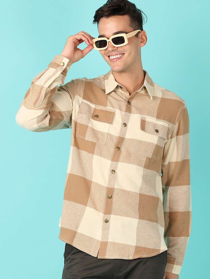 men checks long sleeve casual shirt - 21519923 -  Standard Image - 2