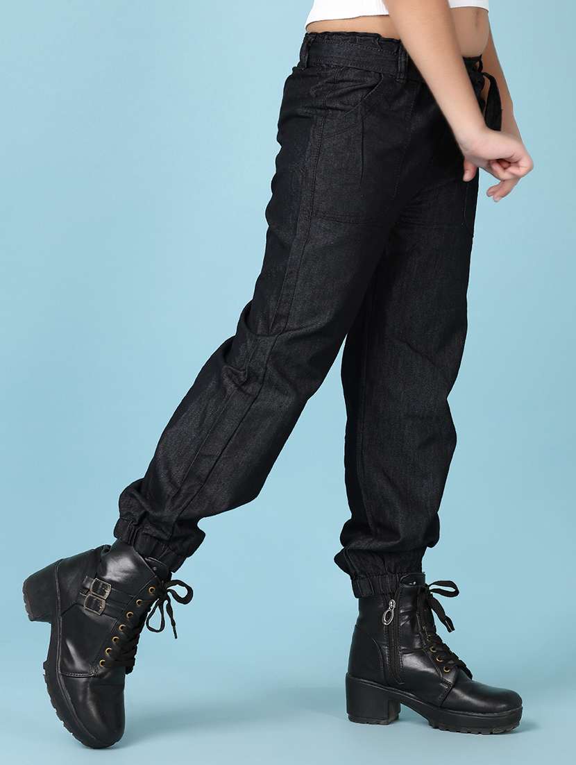 girls black solid joggers - 21519957 -  Standard Image - 2
