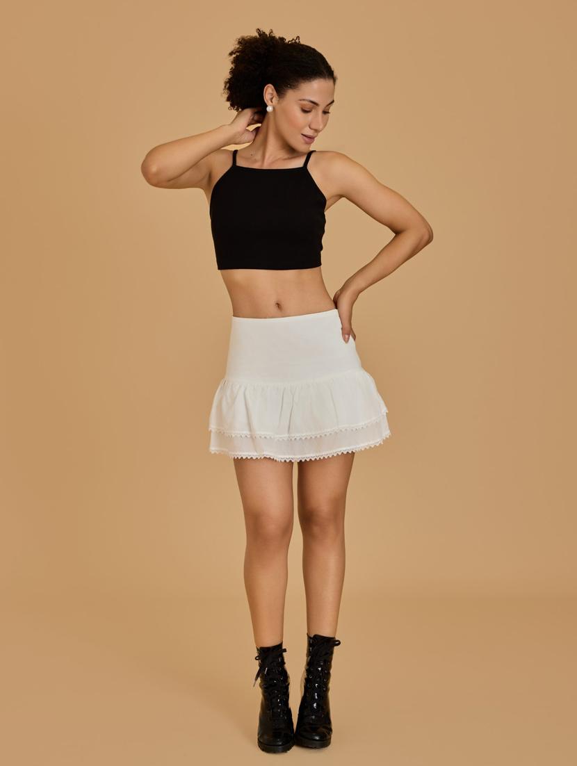 women black cotton blend crop top - 21520213 - Standard Image - 2