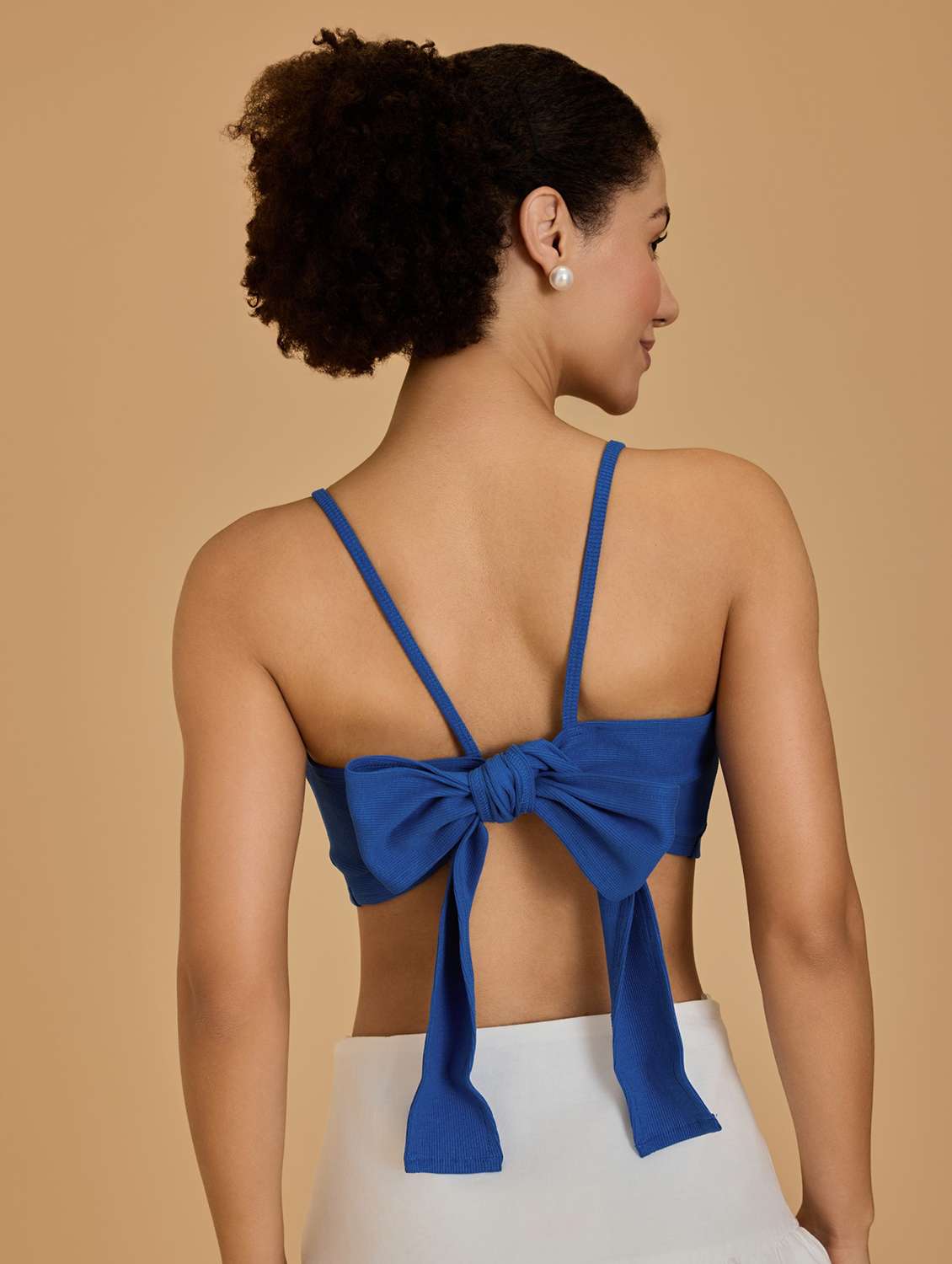 women blue cotton blend crop top - 21520214 -  Standard Image - 2