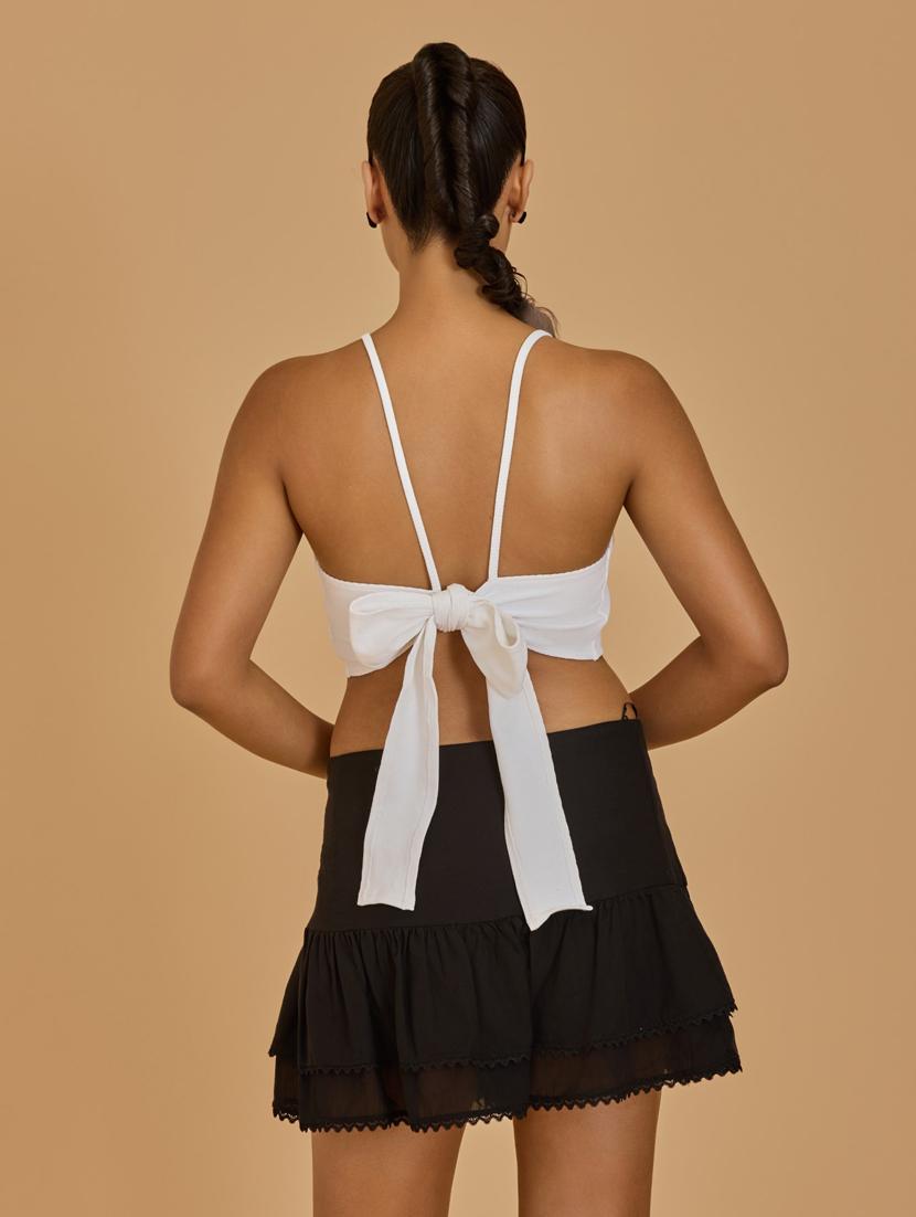 women white cotton blend crop top - 21520216 - Standard Image - 2