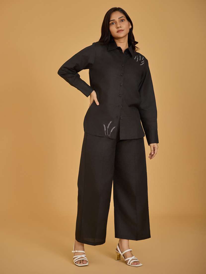 women black shirt & trouser co-ord set