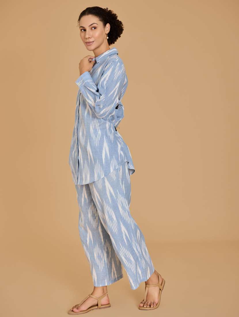 women light blue shirt & trouser co-ord set - 21520242 -  Standard Image - 2