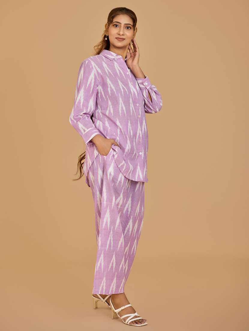women lavender shirt & trouser co-ord set - 21520243 -  Standard Image - 2