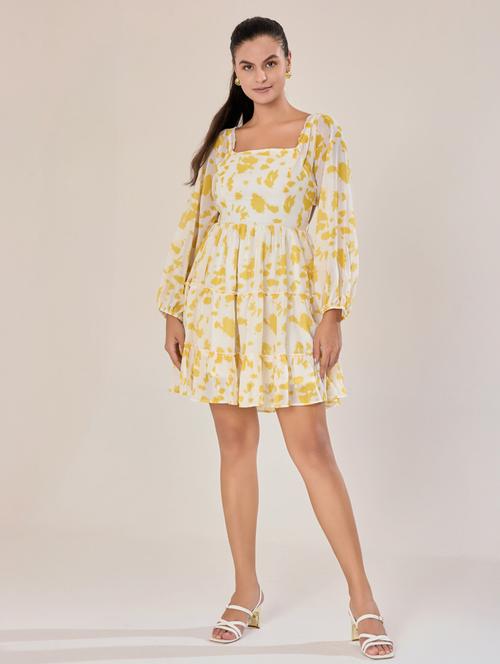 women white georgette fit & flare dress - 21520247 - Standard Image - 0